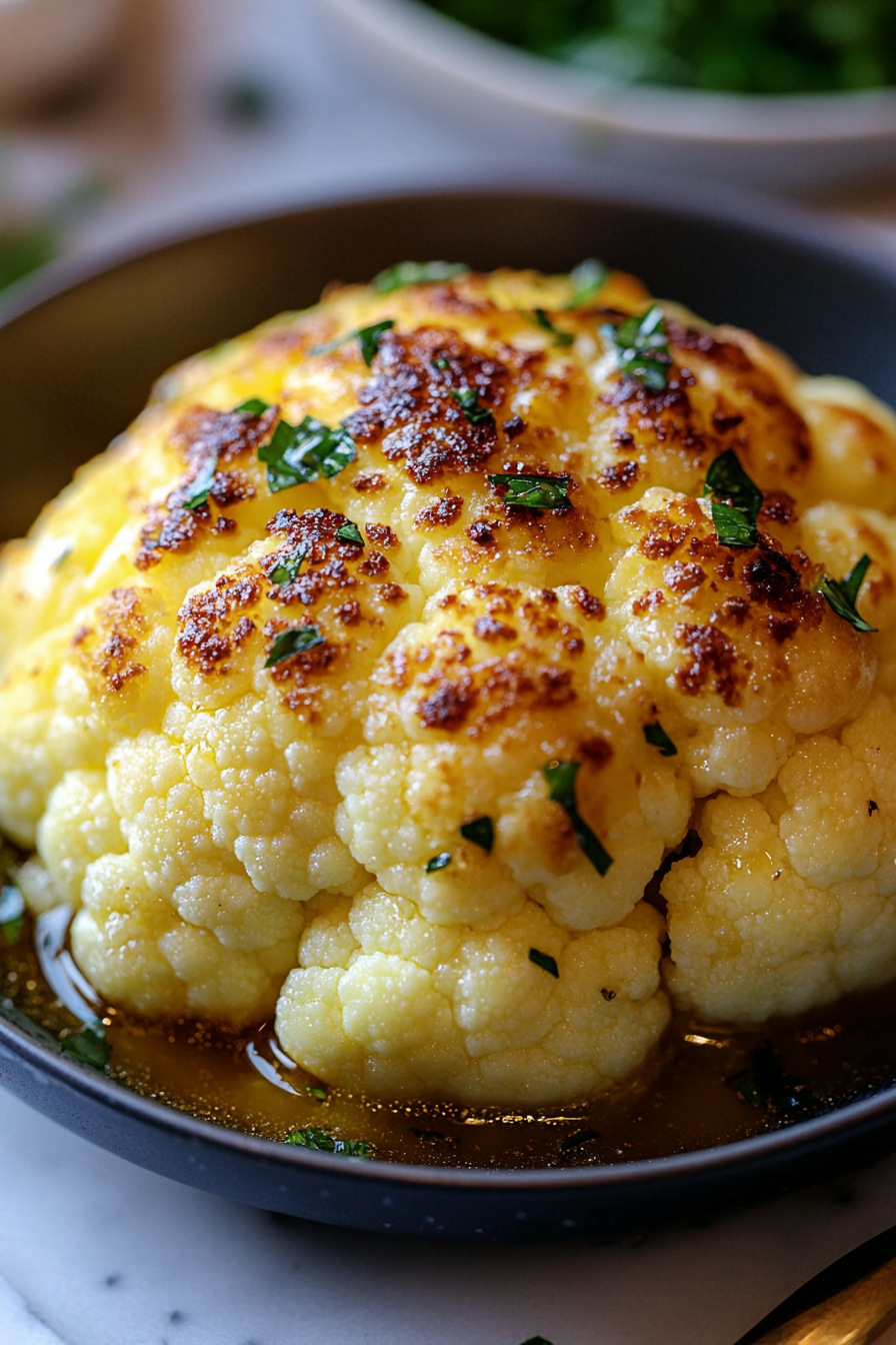 Golden Roasted Cauliflower With Butter Sauce