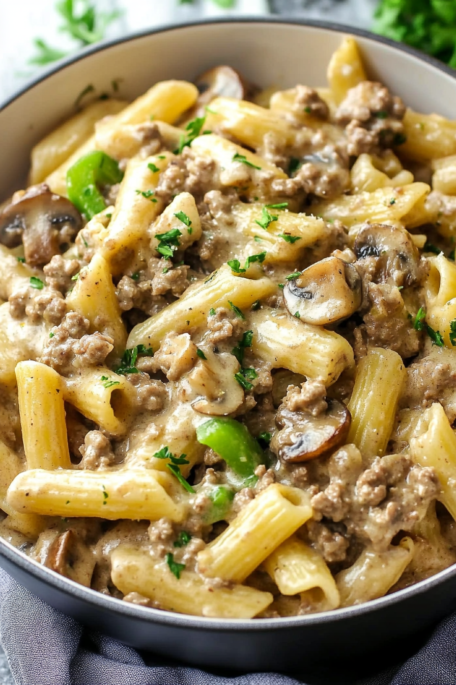 Philly Cheesesteak pasta