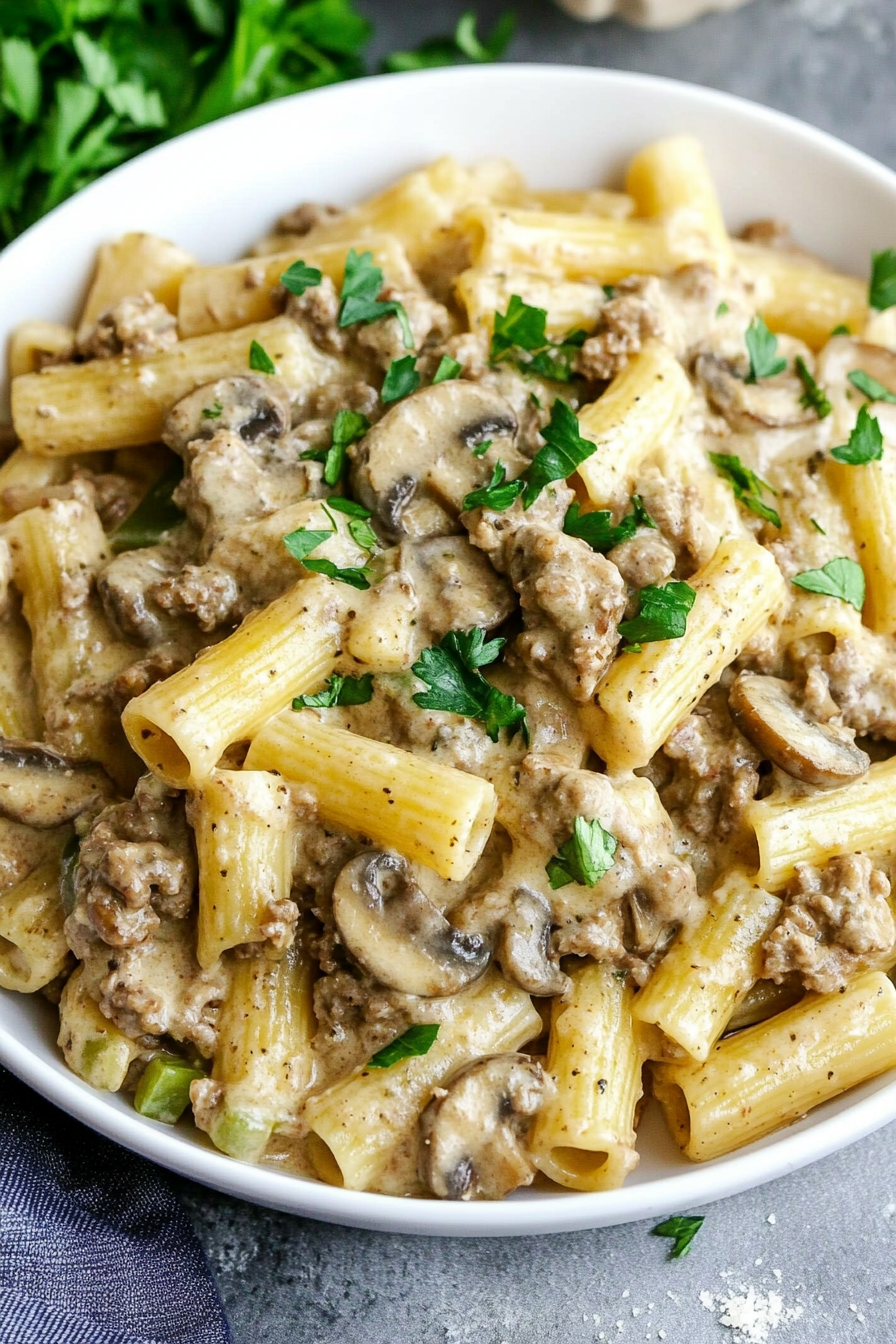 Philly Cheesesteak pasta