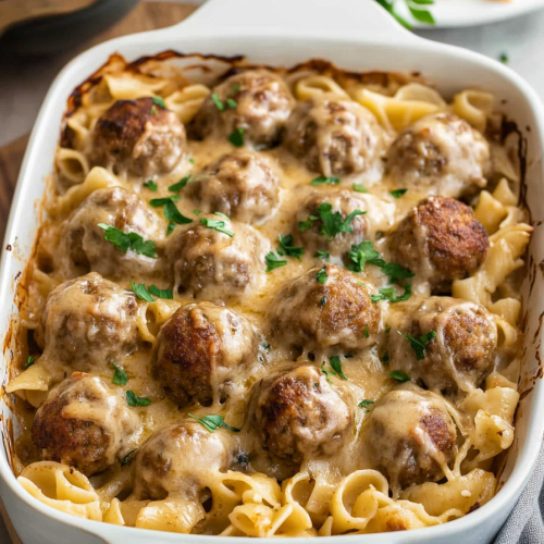 Swedish Meatball Pasta Bake