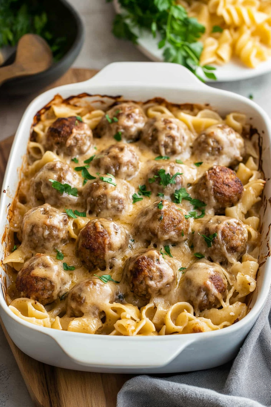 Swedish Meatball Pasta Bake