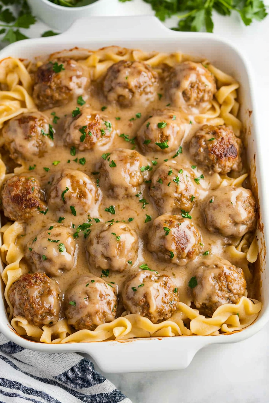 Swedish Meatball Pasta Bake