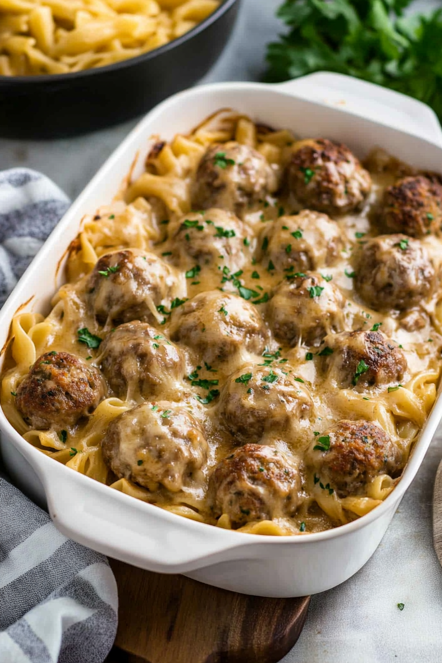 Swedish Meatball Pasta Bake