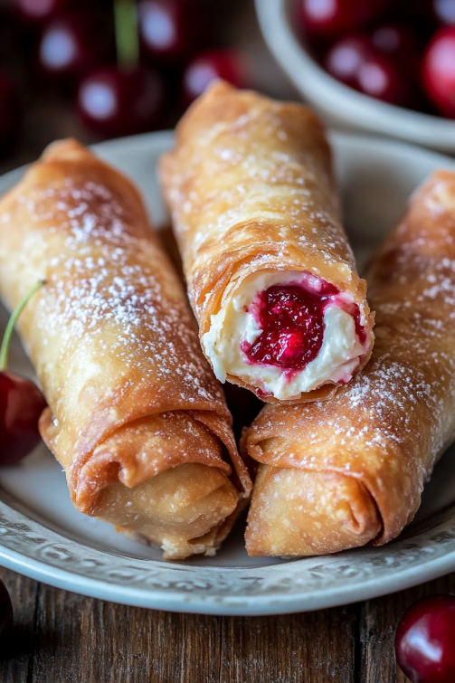 Cherry Cheesecake Egg Rolls