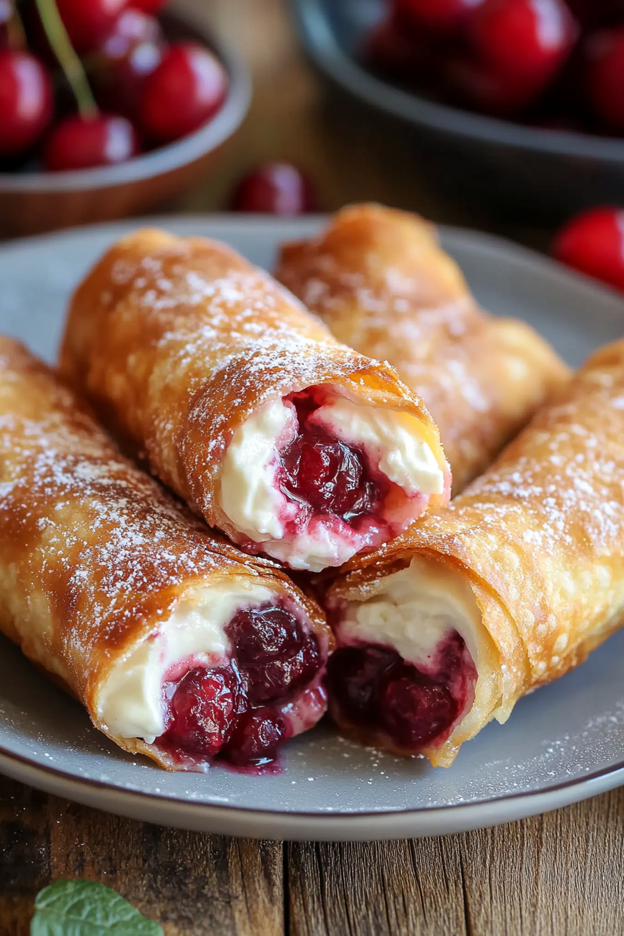 Cherry Cheesecake Egg Rolls