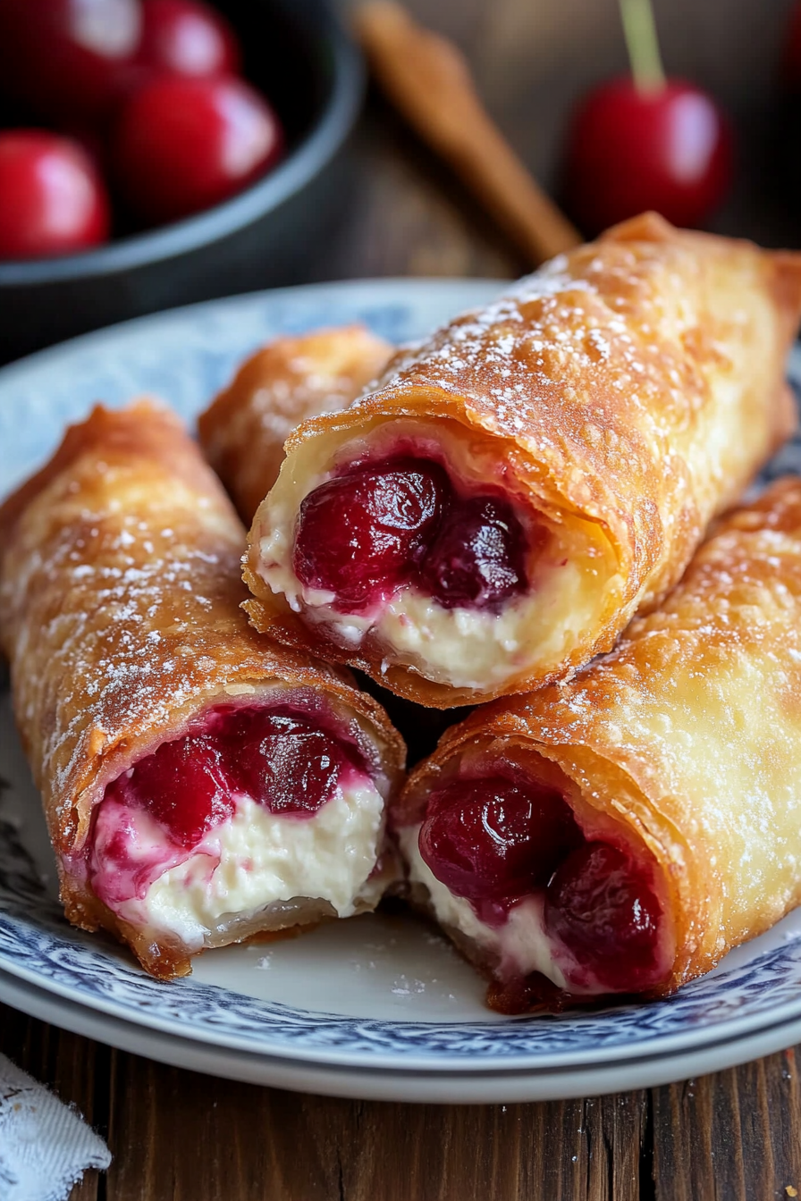 Cherry Cheesecake Egg Rolls