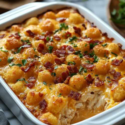 Chicken Bacon Ranch Tater Tot Casserole