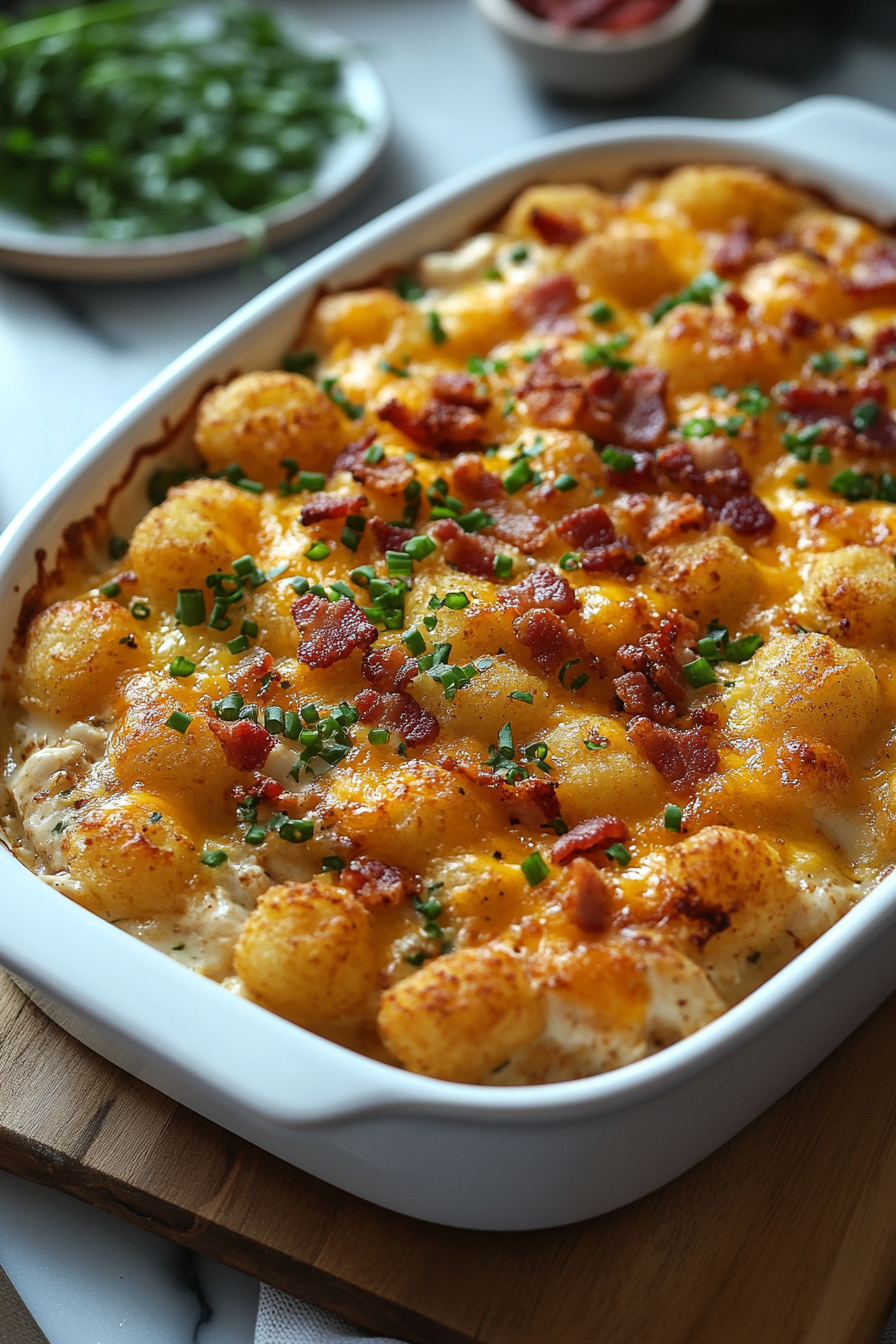 Chicken Bacon Ranch Tater Tot Casserole