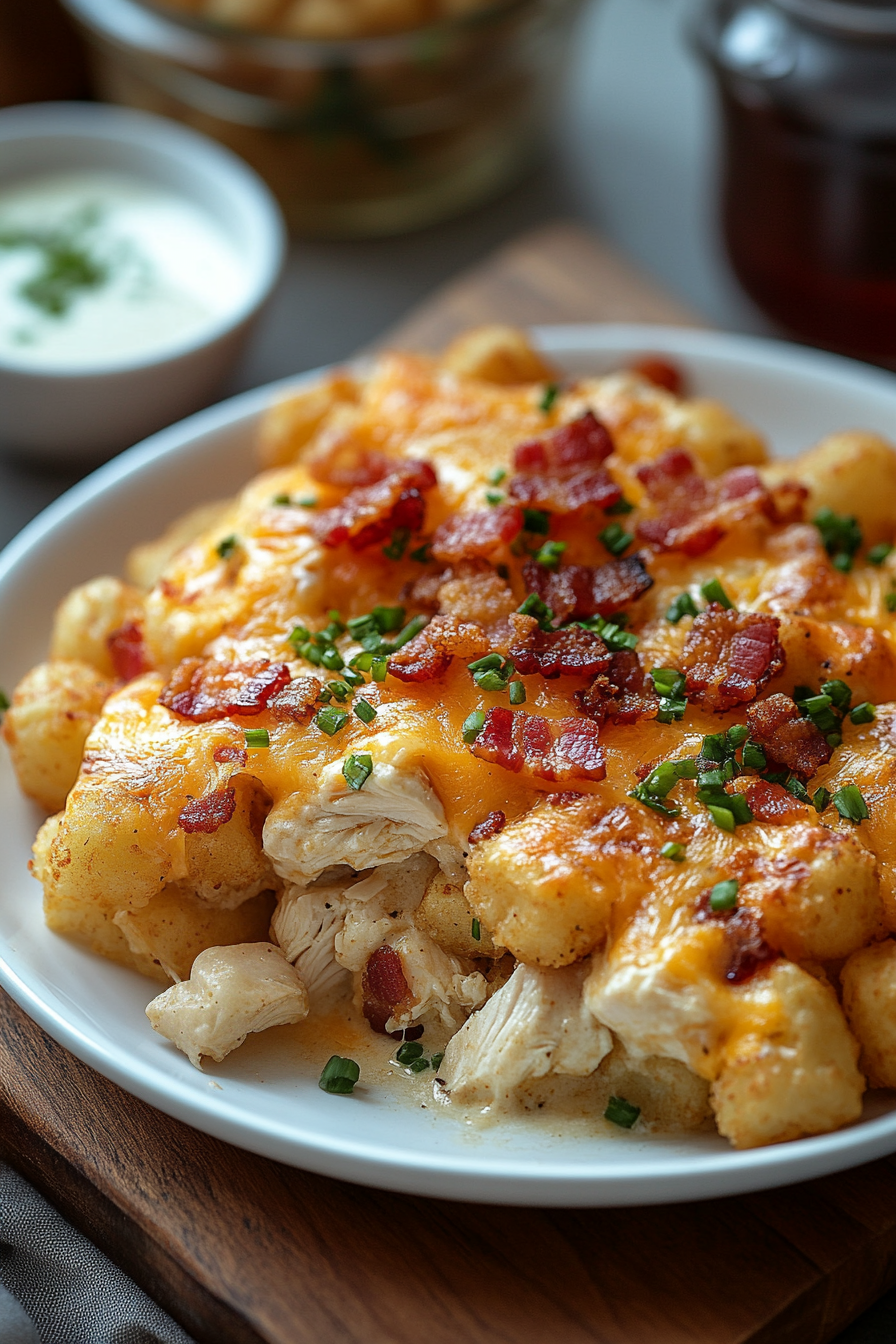 Chicken Bacon Ranch Tater Tot Casserole