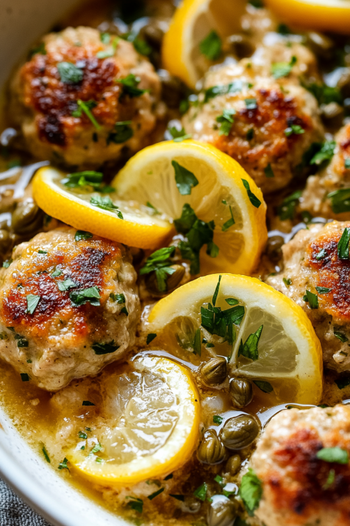 Chicken Piccata Meatballs That Oven Feelin