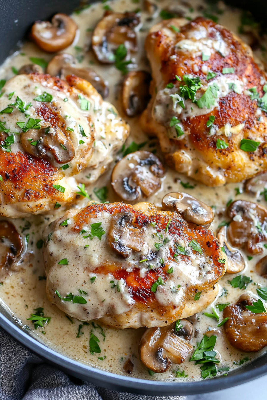 Chicken with Garlic Mushroom Sauce