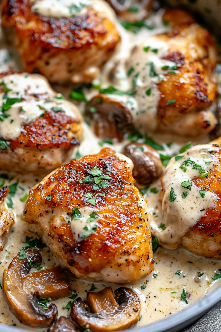 Chicken with Garlic Mushroom Sauce