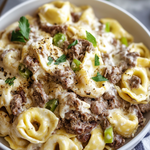 Philly Cheesesteak Tortellini Pasta