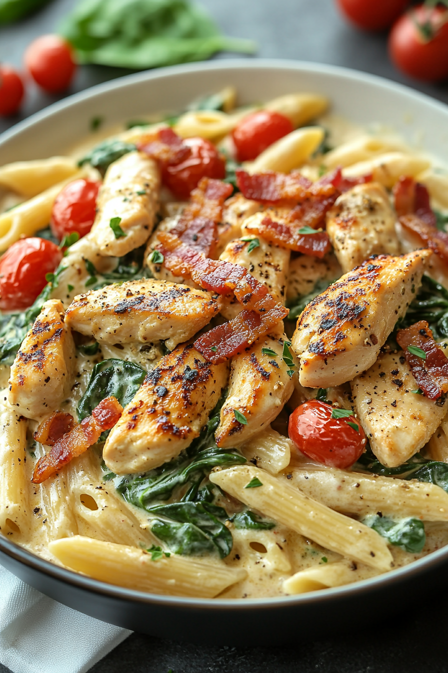 Chicken Bacon Spinach Penne