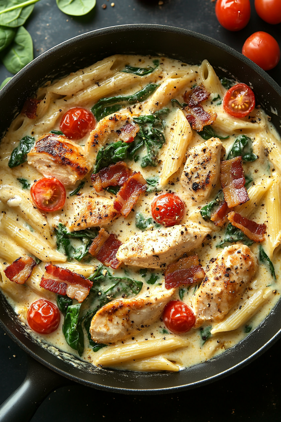 Chicken Bacon Spinach Penne