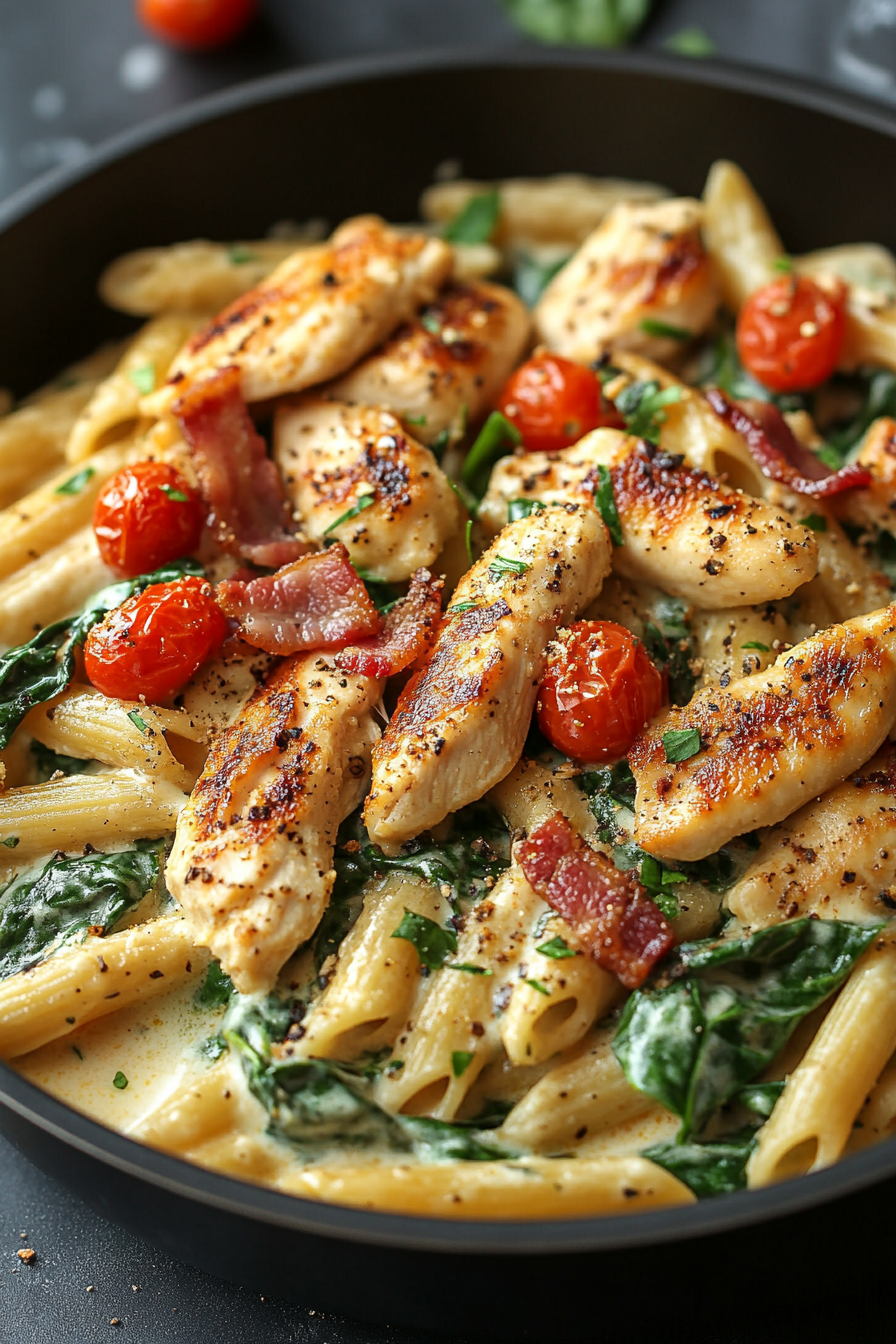 Chicken Bacon Spinach Penne