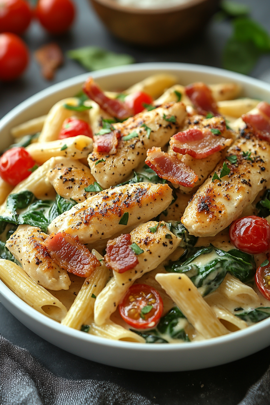 Chicken Bacon Spinach Penne