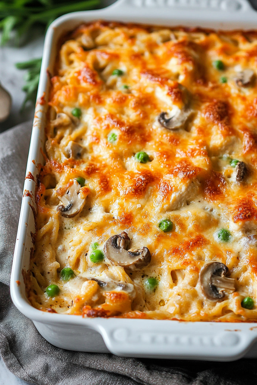 Chicken Tetrazzini Pasta Bake