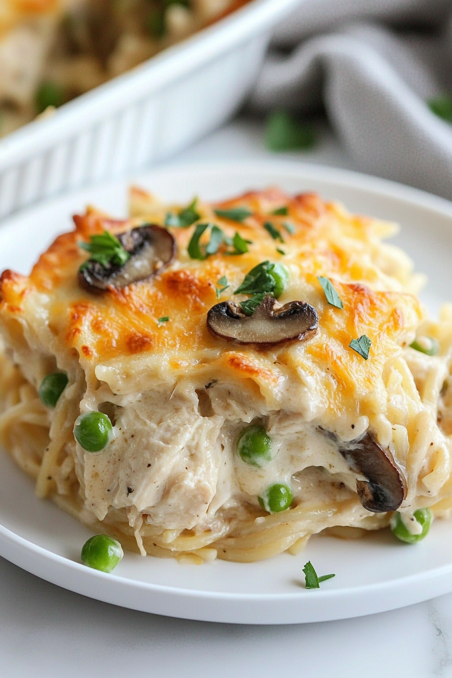 Chicken Tetrazzini Pasta Bake