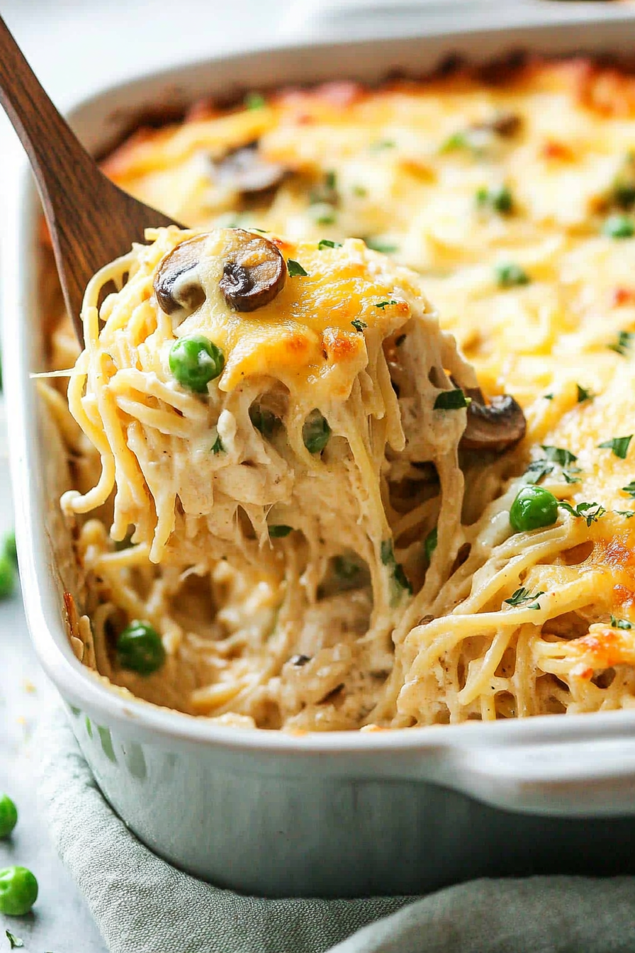 Chicken Tetrazzini Pasta Bake