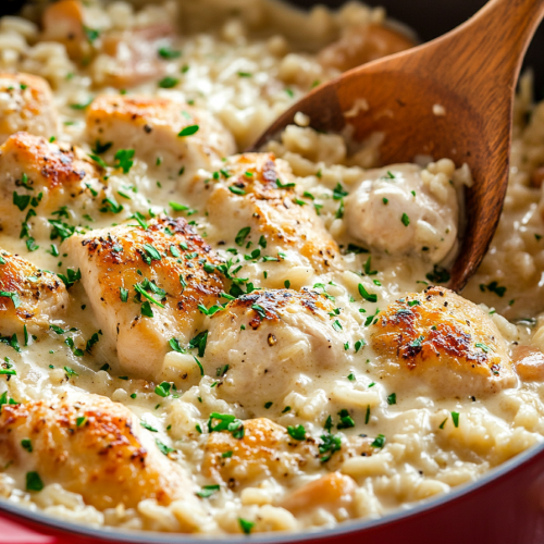 One-Pan Creamy Parmesan Chicken & Rice