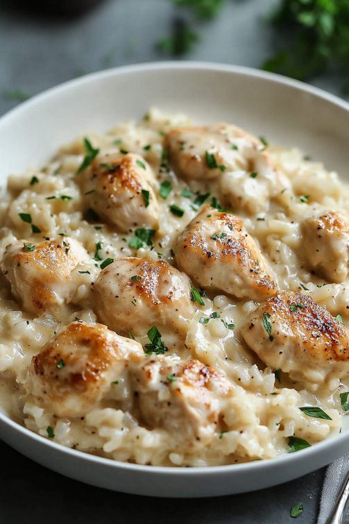 One-Pan Creamy Parmesan Chicken & Rice - That Oven Feelin