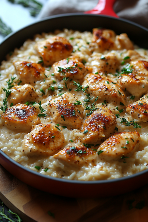 One-Pan Creamy Parmesan Chicken & Rice - That Oven Feelin