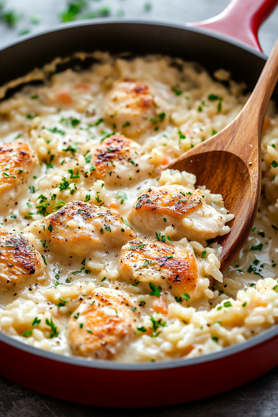 One-Pan Creamy Parmesan Chicken & Rice