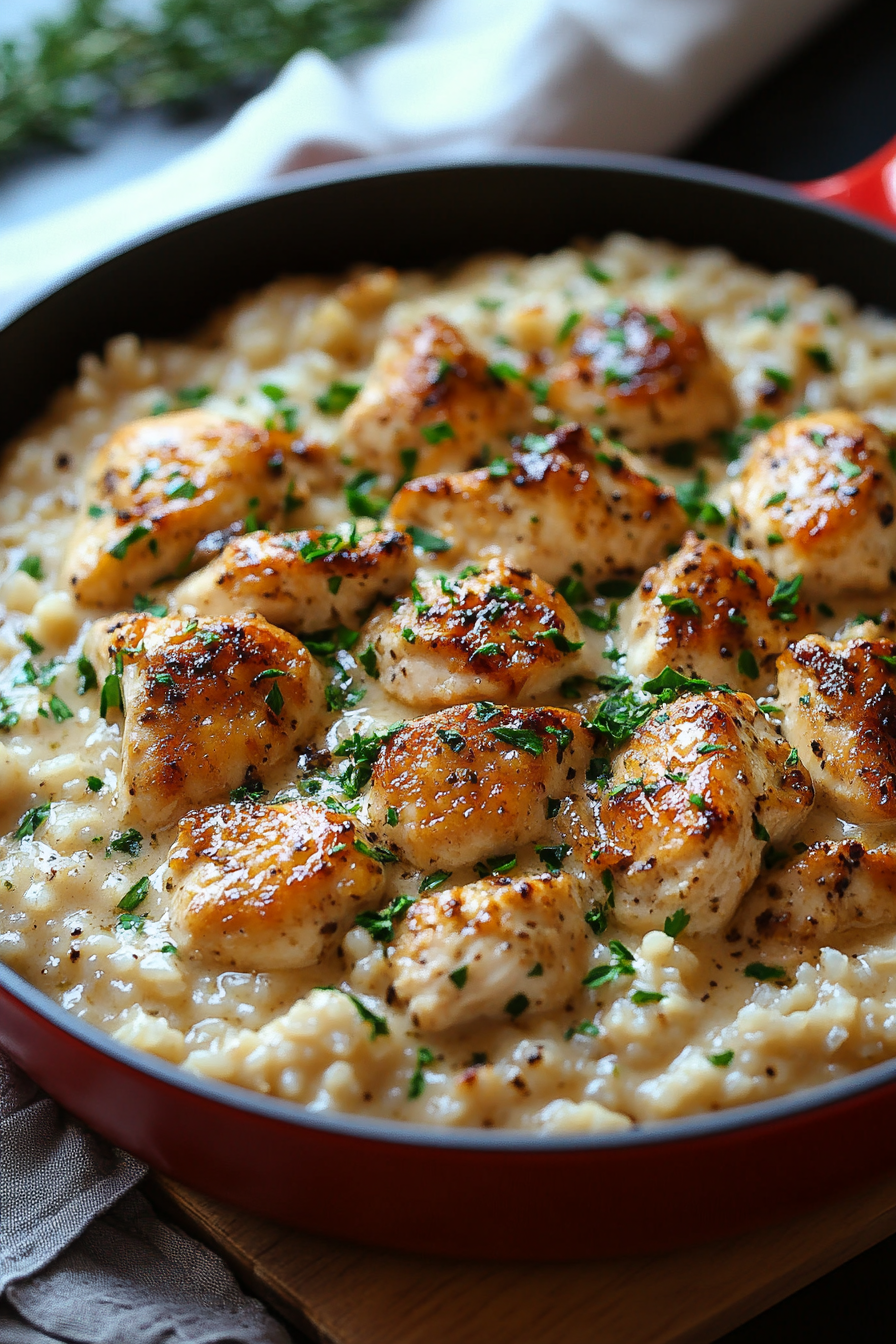 One-Pan Creamy Parmesan Chicken & Rice