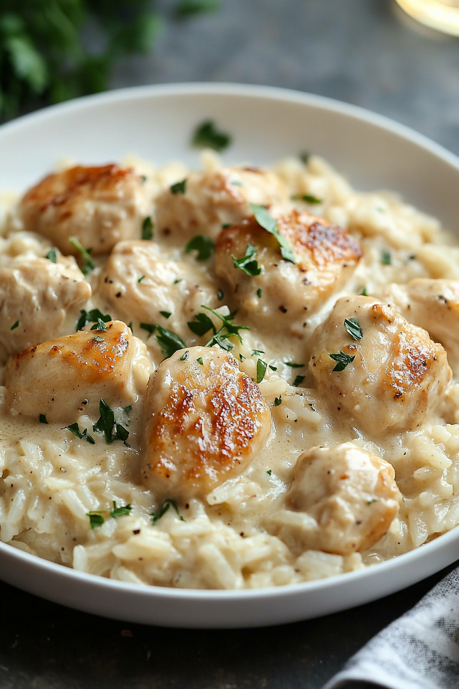 One-Pan Creamy Parmesan Chicken & Rice