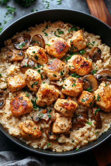 One Pot Chicken & Mushroom Rice - That Oven Feelin