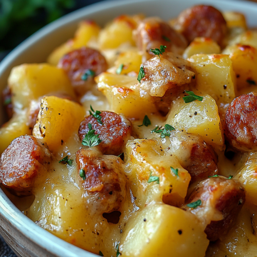 kielbasa sausage cheesy potato casserole