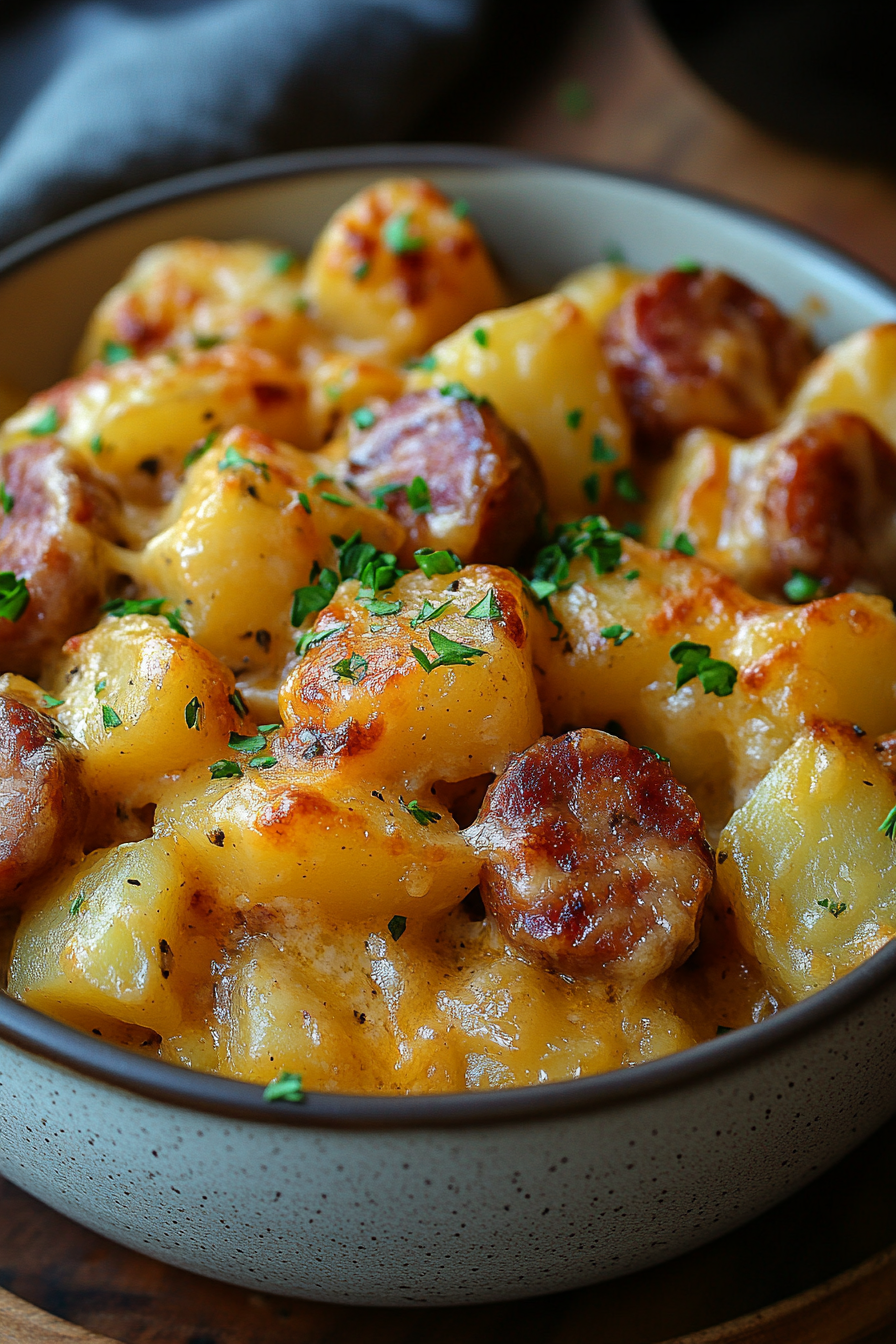 kielbasa sausage cheesy potato casserole