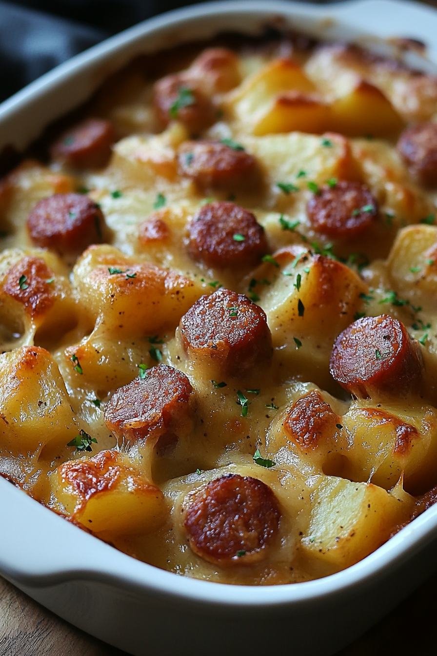 kielbasa sausage cheesy potato casserole