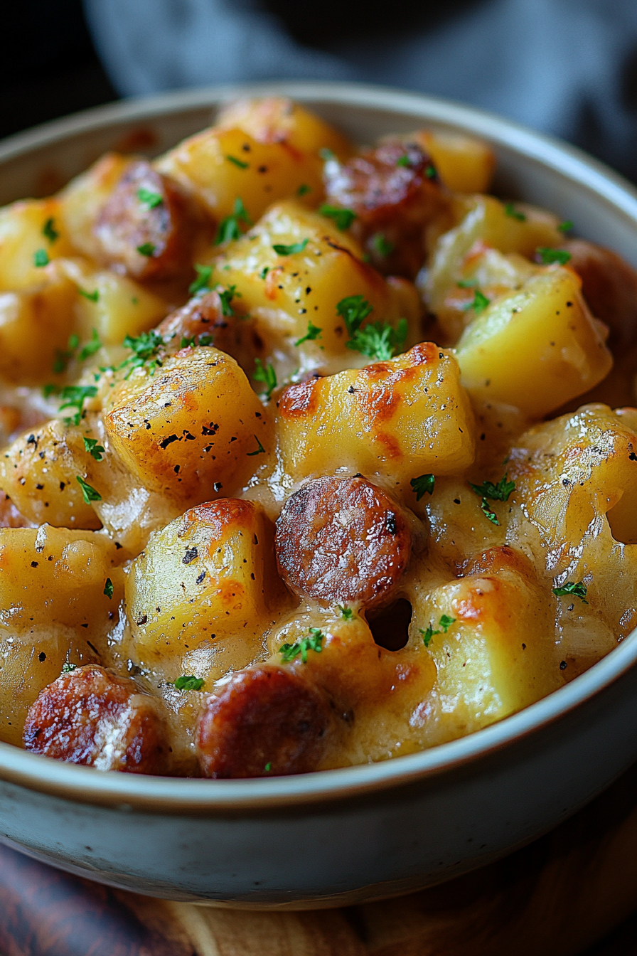 kielbasa sausage cheesy potato casserole