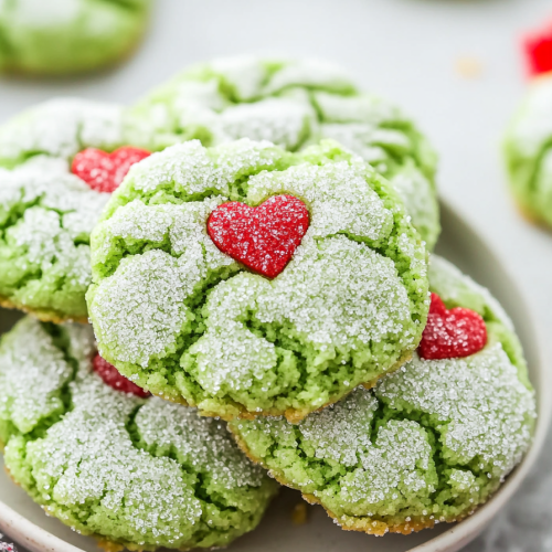 Grinch Crinkle Cookies