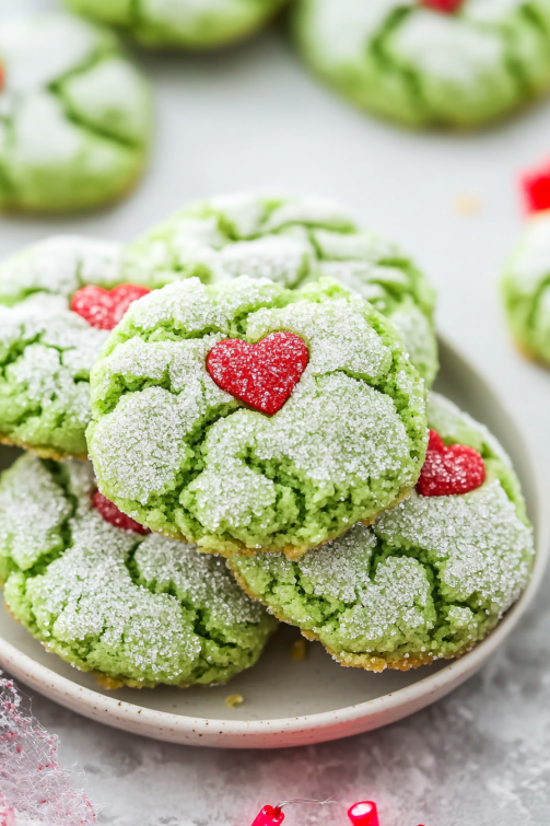 Grinch Crinkle Cookies