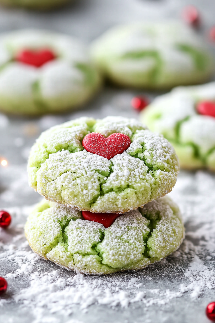 Grinch Crinkle Cookies