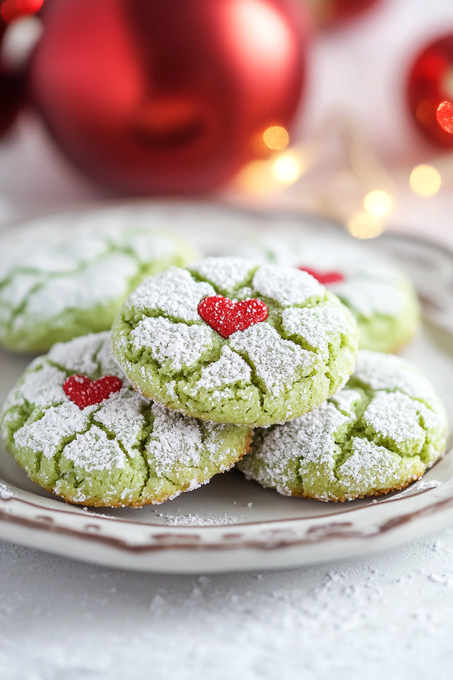 Grinch Crinkle Cookies