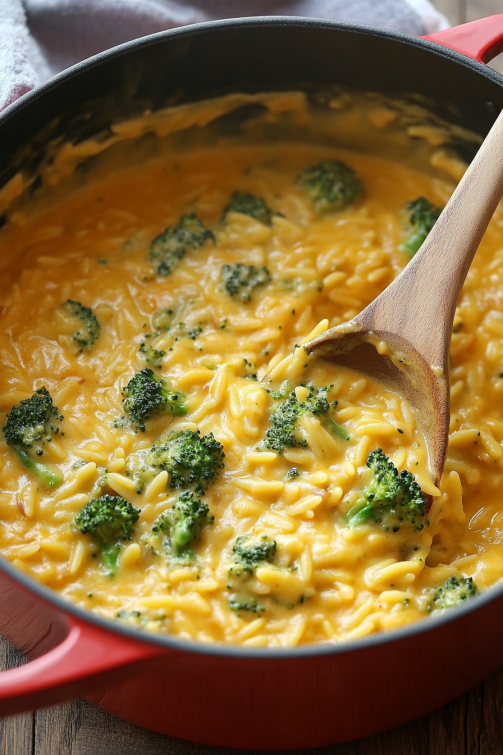 One Pot Broccoli Cheese Orzo