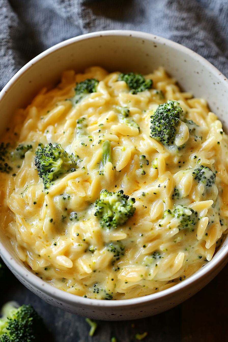 One Pot Broccoli Cheese Orzo