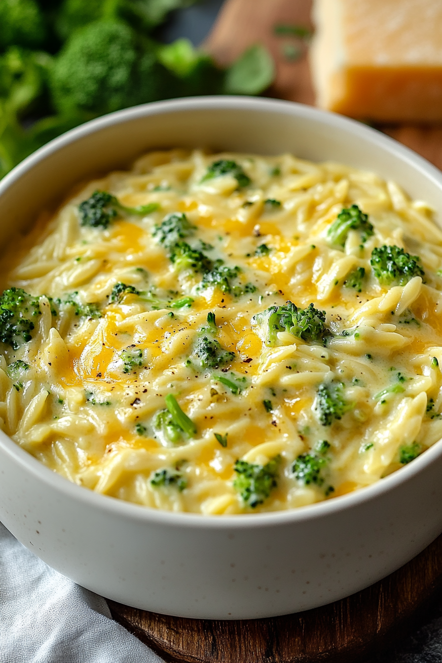 One Pot Broccoli Cheese Orzo