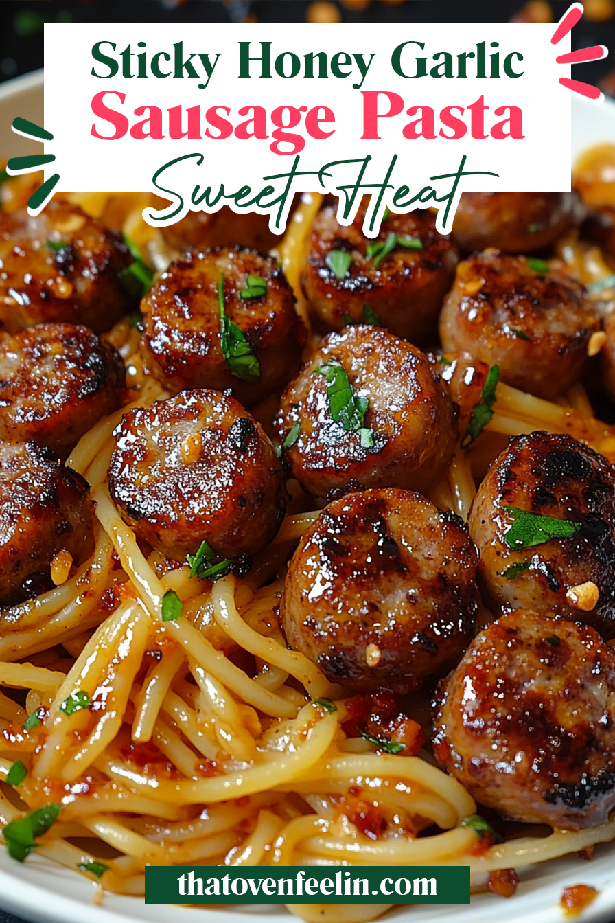 Sticky Honey Garlic Sausage Pasta Skillet