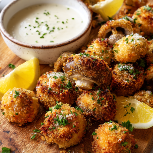 Crispy Garlic Breaded Mushrooms