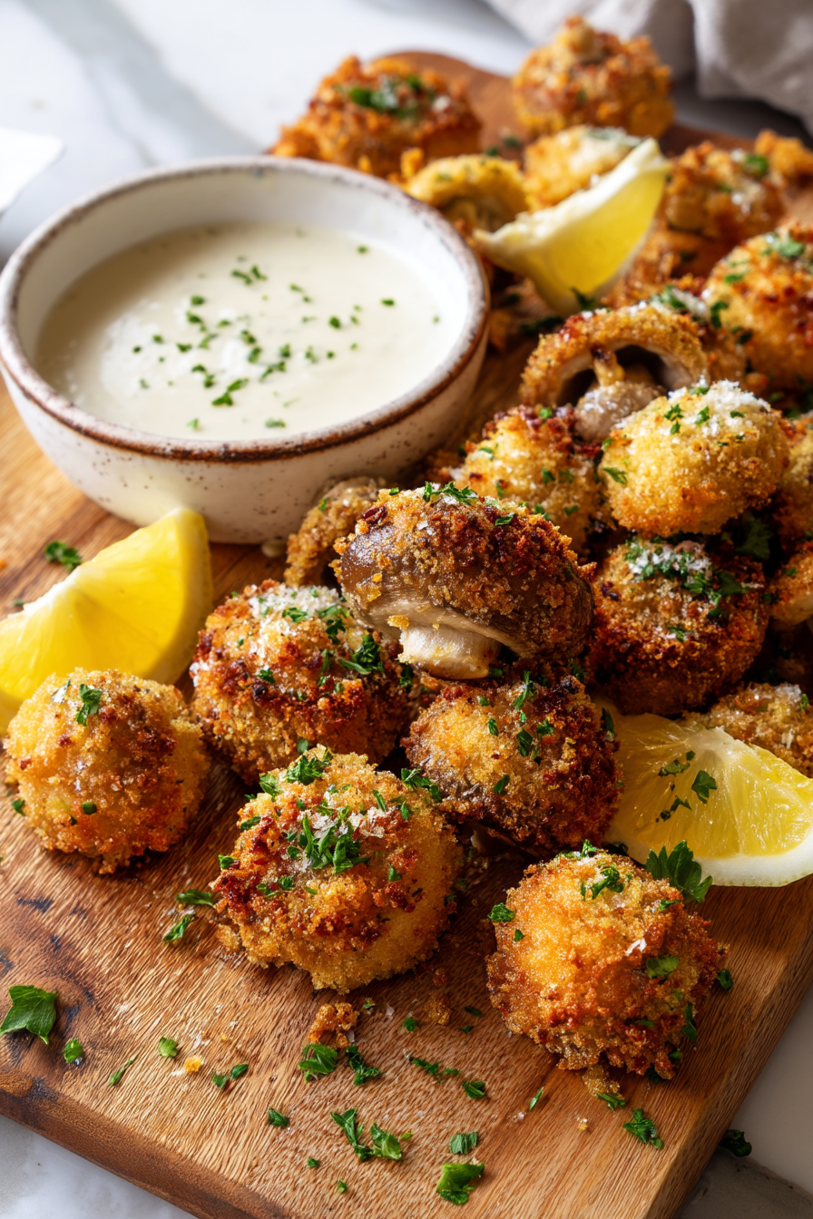 Crispy Garlic Breaded Mushrooms