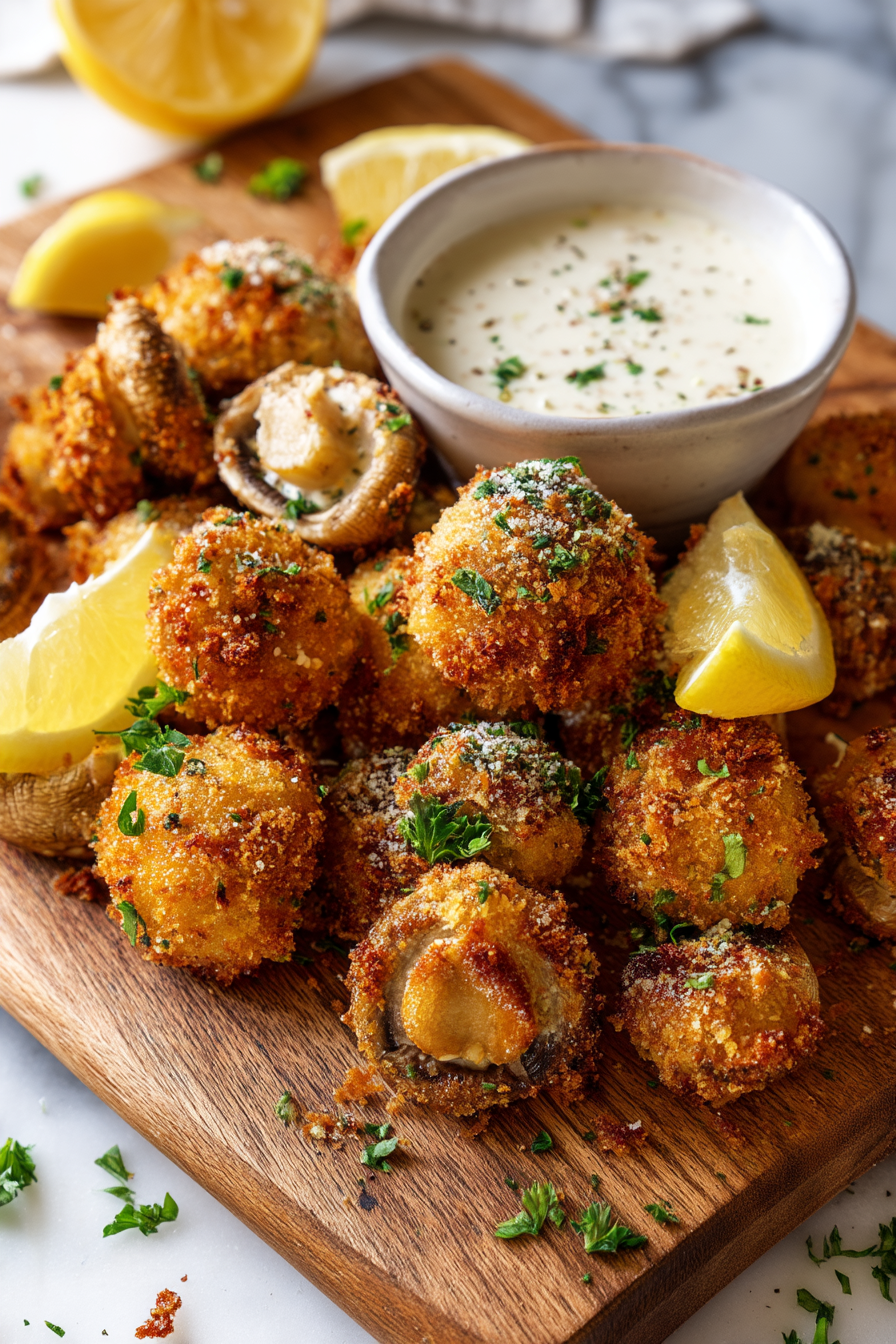 Crispy Garlic Breaded Mushrooms