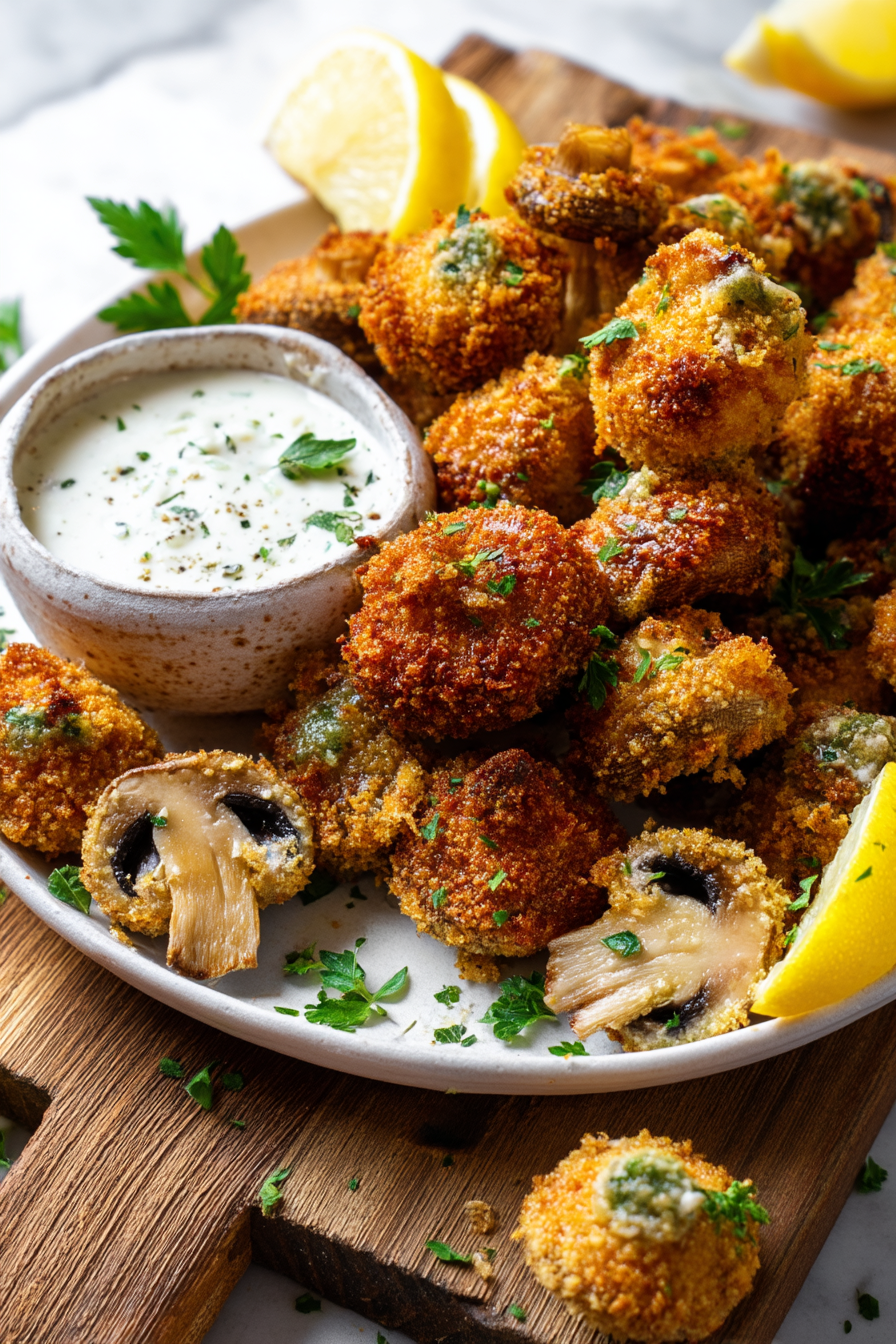Crispy Garlic Breaded Mushrooms