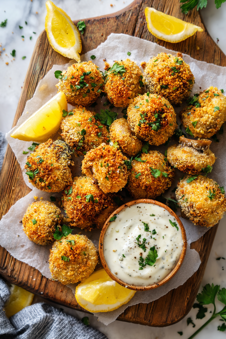 Crispy Garlic Breaded Mushrooms