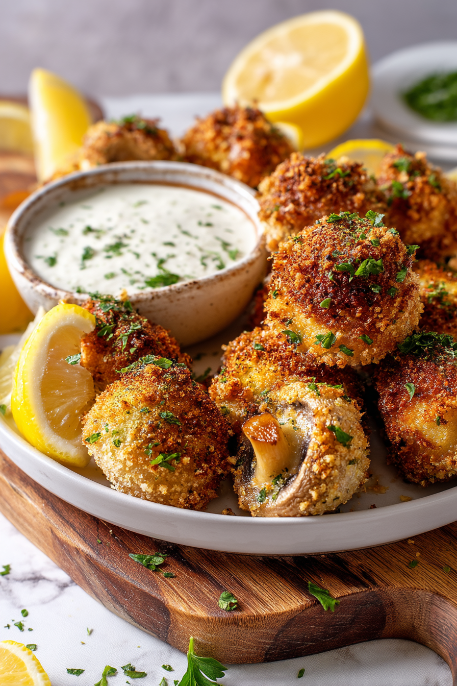 Crispy Garlic Breaded Mushrooms