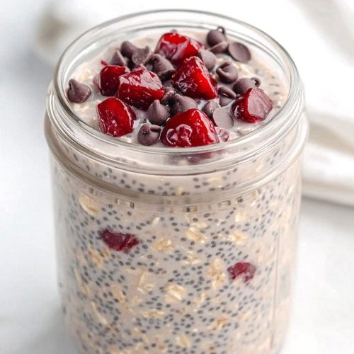 Cherry Overnight Oats with Chocolate Chips